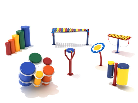 Premium Percussion Symphony of 7 incl. Bongos, Metallophone, Glockenspiel, Flower Drum, Standing Drum Quintet, Honeycomb Hand Drums, Treble Tongue Drum